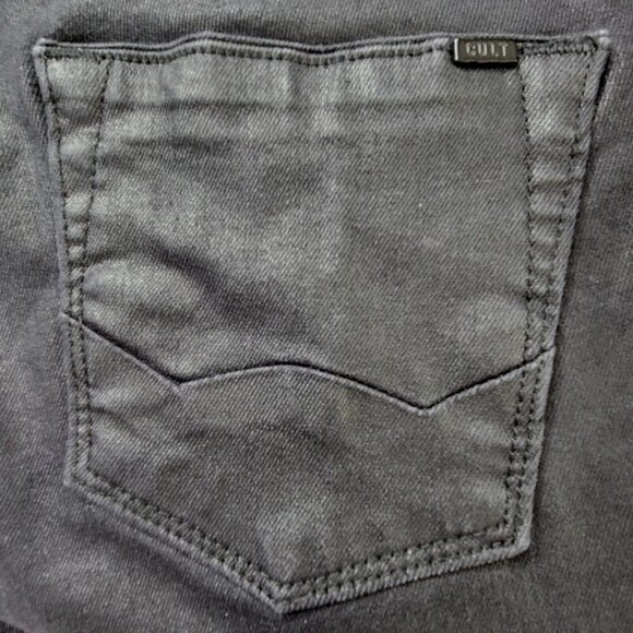 Cult of Individuality Jeans Women Size 31 34X29 Black Skinny Waxed Coated Moto - Picture 5 of 16